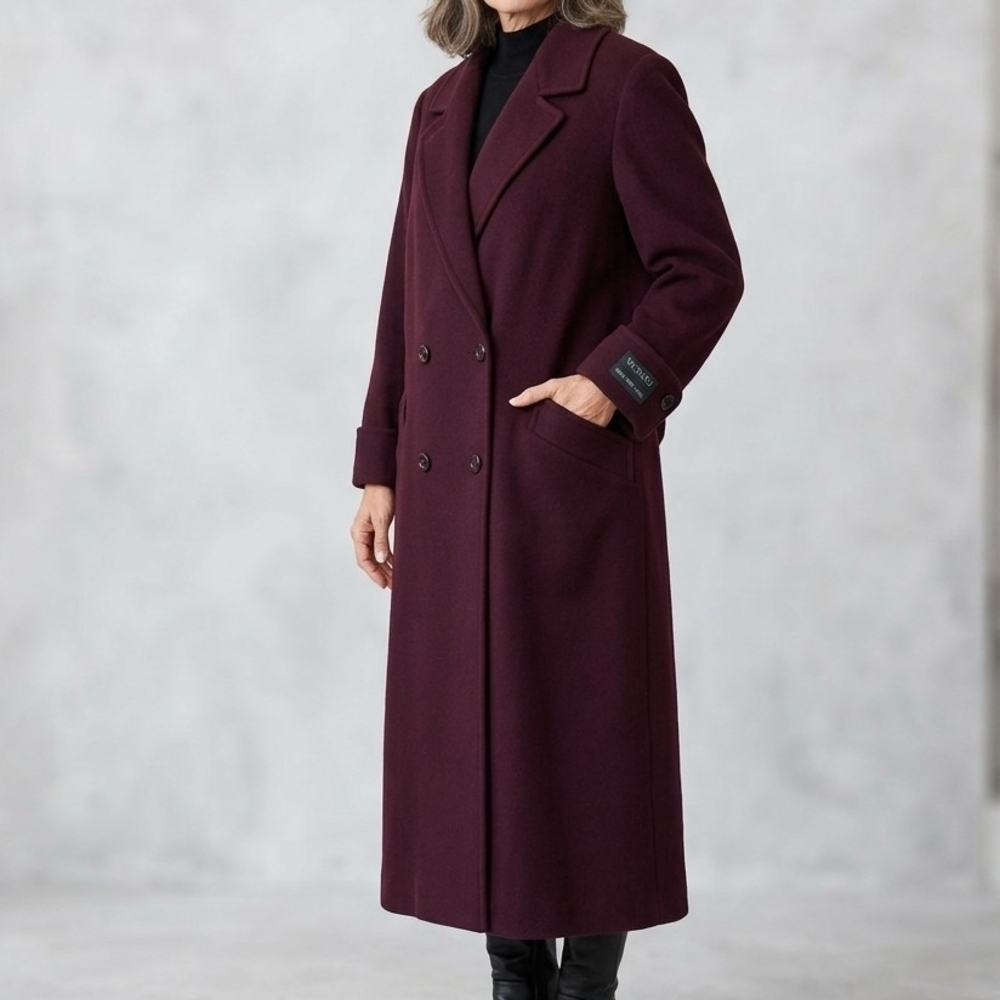 VTG Donnybrook NY 100% Pure Wool Maxi Coat Burgundy Wine Plus Sz 16W